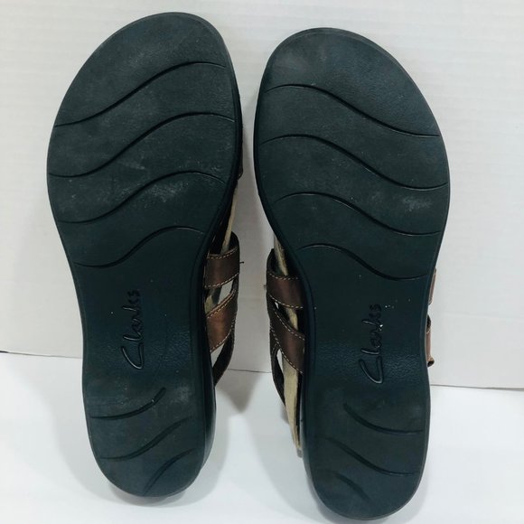 Clarks Clark's Sandals 11 Brown Open Toe Strappy Sling Back Cushioned Shoes - Picture 6 of 10